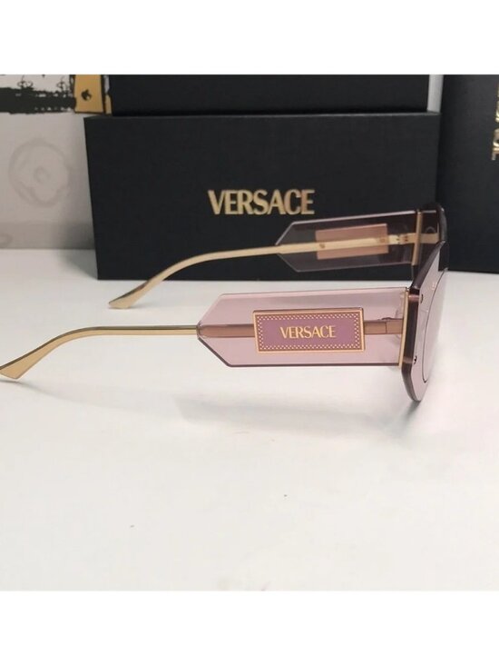 New Versace™ VE2276 Damier Women’s Sunglasses – Rimless Pink Metal main image 5